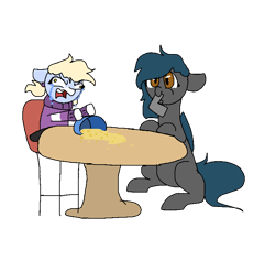 Size: 750x710 | Tagged: safe, artist:nootaz, oc, oc:nootaz, oc:speck, bat pony, cheese, crying, food, gun, macaroni, macaroni and cheese, mouth hold, pasta, simple background, transparent background, weapon