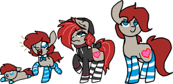 Size: 877x429 | Tagged: safe, artist:nootaz, oc, oc only, oc:ponepony, pony, age progression, baby, baby pony, clothes, commission, heart, simple background, socks, striped socks, transparent background