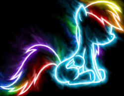 Size: 900x696 | Tagged: safe, artist:gravitythunder, derpibooru import, rainbow dash, pegasus, pony, neon, outline, solo