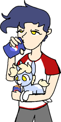 Size: 306x605 | Tagged: safe, artist:nootaz, oc, oc only, oc:nootaz, human, pony, holding a pony, pepsi, simple background, soda, transparent background