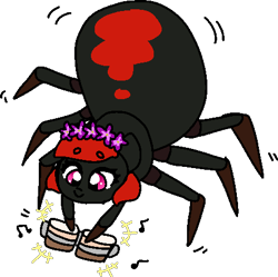 Size: 452x450 | Tagged: safe, artist:nootaz, oc, oc only, oc:veuve, monster pony, original species, spider, spiderpony, black widow, bongos, commission, red and black oc, simple background, solo, transparent background