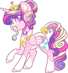 Size: 738x789 | Tagged: safe, artist:dashkatortik12222222, artist:lullabyprince, edit, princess cadance, alicorn, pony, base used, female, looking at you, mare, redesign, smiling, solo