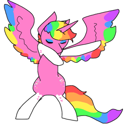 Size: 929x924 | Tagged: safe, artist:nootaz, oc, oc only, oc:prince bloodshed, alicorn, alicorn oc, bipedal, dab, donut steel, meme, rainbow hair, simple background, solo, transparent background