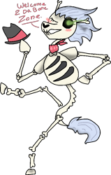 Size: 604x948 | Tagged: safe, artist:nootaz, skellinore, skeleton pony, the break up breakdown, blushing, bone, bone zone, hat, one eye closed, simple background, skeleton, transparent background