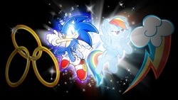 Size: 1024x576 | Tagged: safe, artist:hackerdashfim, rainbow dash, pegasus, pony, crossover, sonic the hedgehog, sonic the hedgehog (series), wallpaper