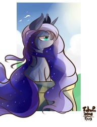 Size: 692x900 | Tagged: safe, artist:tohupo, princess luna, alicorn, pony, crown, female, jewelry, mare, missing accessory, regalia, solo