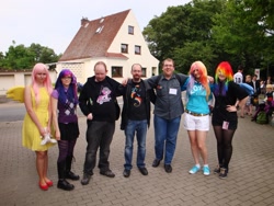 Size: 2048x1536 | Tagged: safe, fluttershy, rainbow dash, twilight sparkle, human, brony, convention, cosplay, germany, irl, irl human, pegasister, photo