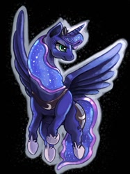 Size: 320x427 | Tagged: safe, artist:nohhh_thank_you, princess luna, alicorn, pony, black background, crown, female, mare, peytral, regalia, simple background, solo