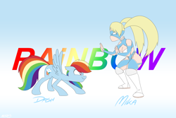 Size: 2400x1600 | Tagged: safe, artist:mofetafrombrooklyn, derpibooru import, rainbow dash, pegasus, pony, crossover, rainbow mika, street fighter