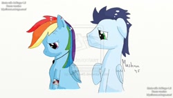 Size: 1024x576 | Tagged: safe, artist:mashaa45, rainbow dash, soarin', pegasus, pony, crying, female, injured, male, shipping, soarindash, straight