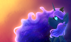 Size: 1851x1081 | Tagged: safe, artist:cinnamonaurora, princess luna, alicorn, pony, crown, female, jewelry, mare, regalia, solo