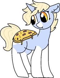 Size: 480x620 | Tagged: safe, artist:nootaz, oc, oc only, oc:nootaz, pony, unicorn, female, food, looking back, mare, meat, pepperoni, pepperoni pizza, pizza, ponified animal photo, simple background, solo, transparent background