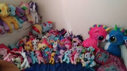 Size: 960x540 | Tagged: safe, artist:ponylover88, apple bloom, applejack, butterscotch, fluttershy, pinkie pie, princess cadance, princess celestia, princess luna, rainbow dash, rarity, scootaloo, sweetie belle, twilight sparkle, irl, jumbo size, photo, plushie