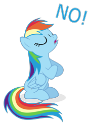 Size: 4319x6000 | Tagged: safe, artist:sollace, derpibooru import, rainbow dash, pegasus, pony, absurd resolution, crossed hooves, eyes closed, female, folded wings, mare, no, open mouth, reaction image, simple background, sitting, solo, transparent background, vector