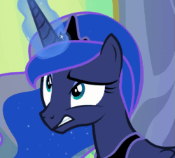 Size: 561x508 | Tagged: safe, edit, edited screencap, editor:childofthenight, screencap, princess luna, alicorn, pony, celestial advice, :p, animated, cropped, female, gif, lip bite, looking up, magic, majestic as fuck, one eye closed, out of context, reversed, tongue out, wink