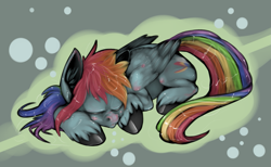 Size: 1389x857 | Tagged: safe, artist:xenon, rainbow dash, pegasus, pony, sleeping, solo, unshorn fetlocks