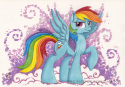 Size: 1024x718 | Tagged: safe, artist:kattvalk, rainbow dash, pegasus, pony, marker drawing, solo, traditional art