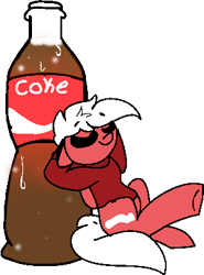 Size: 299x403 | Tagged: safe, artist:nootaz, oc, oc only, oc:cocacolalicious, coke bottle, commission, simple background, solo, transparent background