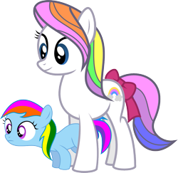 Size: 1041x1013 | Tagged: safe, artist:kaylathehedgehog, first born, rainbow dash, rainbow dash (g3), g1, g3, filly, g1 to g4, g3 to g4, generation leap