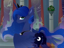 Size: 4400x3300 | Tagged: safe, artist:xsatanielx, princess luna, alicorn, pony, castle, female, plot, rcf community, solo