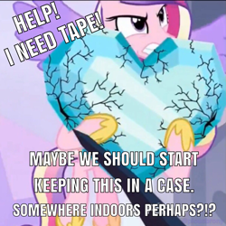 Size: 1200x1200 | Tagged: safe, artist:kalecgos, edit, edited screencap, screencap, princess cadance, alicorn, pony, the beginning of the end, cropped, crystal heart, flex tape in the comments, hoof shoes, meme, solo