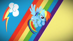 Size: 3840x2160 | Tagged: safe, artist:scrimpeh, artist:spntax, derpibooru import, rainbow dash, pegasus, pony, cutie mark, female, floating, mare, minimalist, solo, vector, wallpaper