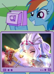 Size: 563x771 | Tagged: safe, derpibooru import, rainbow dash, pegasus, pony, apple white, context is for the weak, cpr, darling charming, ever after high, exploitable meme, female, kissing, lesbian, meme, obligatory pony, tv meme, well then