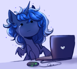 Size: 974x877 | Tagged: safe, artist:1an1, princess luna, alicorn, pony, computer, crying, female, laptop computer, mare, reaction image