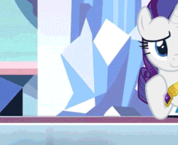 Size: 400x327 | Tagged: safe, screencap, princess cadance, rarity, alicorn, pony, unicorn, the beginning of the end, animated, cropped, cute, cutedance, embarrassed, female, flying, frown, gif, glare, glowing horn, gritted teeth, mama bear, mare, raised hoof, shifty eyes, sideways glance, smiling, spread wings, wide eyes, window, wings