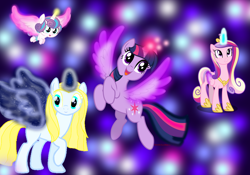 Size: 2000x1400 | Tagged: safe, princess cadance, princess flurry heart, twilight sparkle, twilight sparkle (alicorn), oc, oc:sparkle light, alicorn, pony