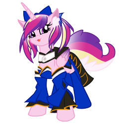 Size: 1000x1000 | Tagged: safe, artist:geraritydevillefort, princess cadance, alicorn, pony, alternate hairstyle, caster, clothes, colored wings, cosplay, costume, fantasy class, fate/extra, fate/grand order, female, horn, mare, multicolored hair, multicolored mane, multicolored tail, multicolored wings, purple eyes, simple background, solo, tamamo no mae, transparent background, wings