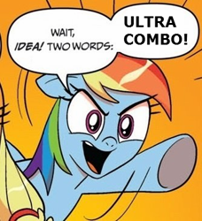 Size: 334x366 | Tagged: safe, rainbow dash, pegasus, pony, exploitable meme, killer instinct, meme, two words meme, ultra combo