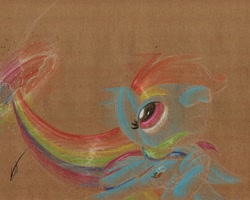 Size: 1088x871 | Tagged: safe, artist:getchanoodlewet, rainbow dash, pegasus, pony, solo, sonic rainboom, traditional art