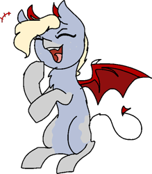 Size: 545x621 | Tagged: safe, artist:nootaz, oc, oc only, oc:nootaz, demon pony, devil, devil horns, evil laugh, simple background, species swap, transparent background