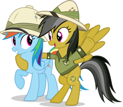 Size: 4148x3613 | Tagged: safe, artist:vector-brony, daring do, rainbow dash, pegasus, pony, blue coat, female, mare, multicolored mane