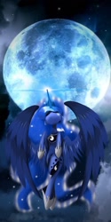 Size: 900x1800 | Tagged: safe, artist:marilocoloco, princess luna, alicorn, pony, crown, female, full moon, jewelry, mare, moon, regalia, solo