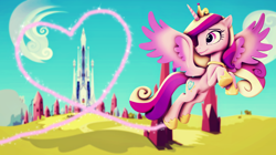 Size: 3840x2158 | Tagged: safe, artist:ghostlymarie, princess cadance, alicorn, pony, 3d, cloud, crystal empire, flying, solo, source filmmaker