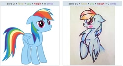 Size: 526x281 | Tagged: safe, rainbow dash, pegasus, pony, exploitable meme, juxtaposition, juxtaposition win, meme, selfcest