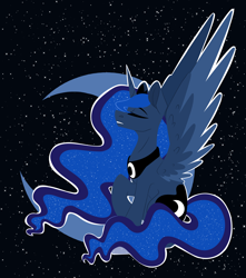 Size: 3000x3400 | Tagged: safe, artist:sunny-synopsis, princess luna, alicorn, pony, crown, female, jewelry, mare, moon, regalia, solo, space