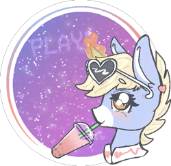 Size: 563x547 | Tagged: safe, artist:nootaz, oc, oc only, oc:nootaz, pony, unicorn, blushing, glowing horn, icon, simple background, solo, sunglasses, transparent background