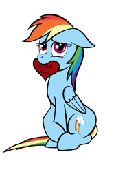 Size: 2373x3502 | Tagged: safe, artist:tsand106, derpibooru import, part of a set, rainbow dash, pegasus, pony, heart, mouth hold, solo, valentine