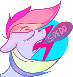 Size: 734x775 | Tagged: safe, artist:spanish-scoot, rainbow dash, pegasus, pony, one word, solo, speech bubble