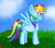 Size: 657x576 | Tagged: safe, artist:littletea10, rainbow dash, pegasus, pony, detailed background, female, mare, solo