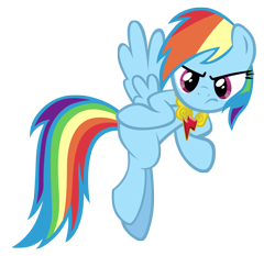 Size: 4000x3728 | Tagged: safe, artist:m99moron, rainbow dash, pegasus, pony, element of loyalty, female, flying, frown, hooves on hips, mare, simple background, solo, transparent background, vector