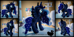 Size: 1024x510 | Tagged: safe, artist:werdunfo, princess luna, alicorn, pony, cute, ethereal mane, female, irl, mare, photo, plushie, spread wings, wings