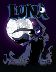 Size: 386x500 | Tagged: safe, artist:samoht-lion, princess luna, alicorn, pony, a hearth's warming tail, cloak, clothes, female, full moon, hoof shoes, majestic, mare, mare in the moon, moon, solo, spawn, spirit of hearth's warming yet to come