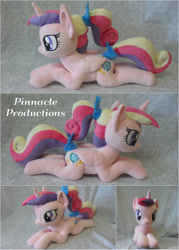 Size: 2000x2800 | Tagged: safe, artist:bluedragonflyplush, princess cadance, alicorn, pony, bow, female, folded wings, horn, irl, mare, photo, plushie, ponytail, prone, solo, tail bow, teen princess cadance, wings