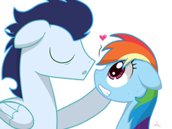 Size: 1024x768 | Tagged: safe, artist:princesslovelypony, derpibooru import, rainbow dash, soarin', pegasus, pony, female, male, shipping, simple background, soarindash, straight, transparent background