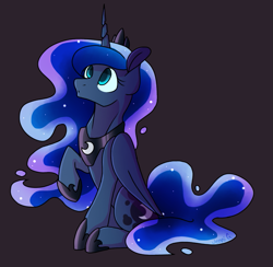 Size: 679x662 | Tagged: safe, artist:jenni235, princess luna, alicorn, pony, cute, female, lunabetes, mare, raised hoof, simple background, sitting, solo