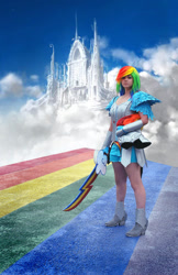 Size: 600x926 | Tagged: safe, artist:queen-regina, rainbow dash, human, cosplay, irl, irl human, photo, solo